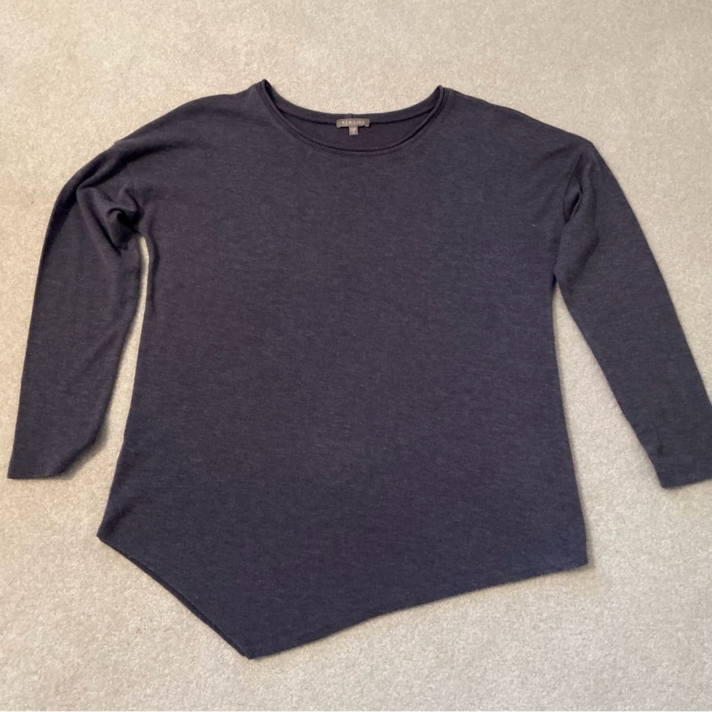 Dark Grey/Purple LILLA P Asymmetrical Long Sleeve Top